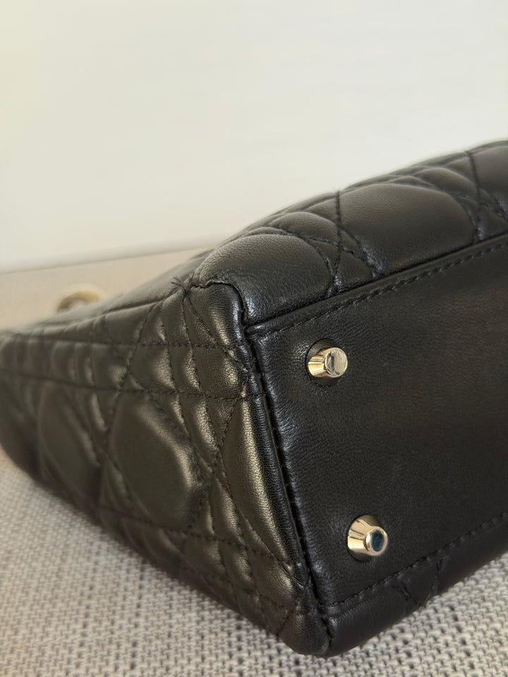 DIOR Lady Dior Mini Vintage Black Lambskin Silver hardware SHW 2006
