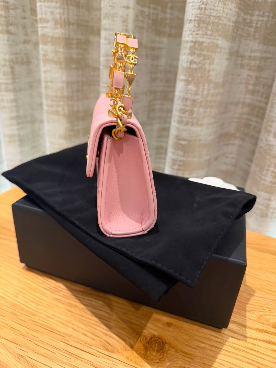 CHANEL Pink Lambskin GHW Mini Vanity with top handle