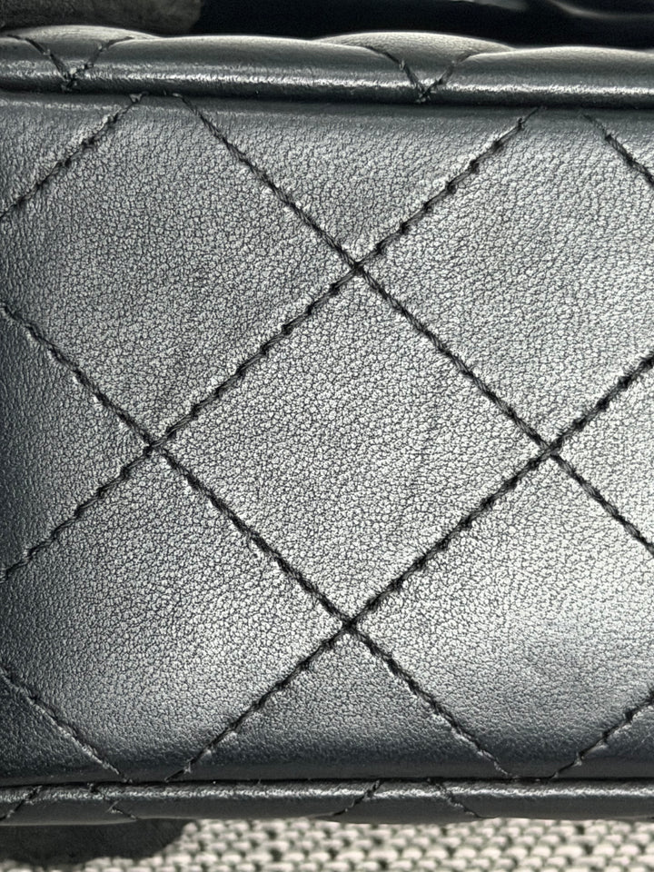 CHANEL Black Lambskin LGHW Mini Rectangular Flap Bag 2025