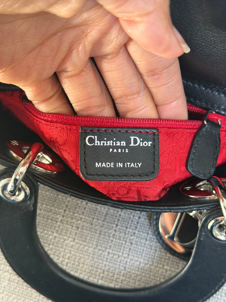 DIOR Lady Dior Mini Vintage Black Lambskin Silver hardware SHW 2006