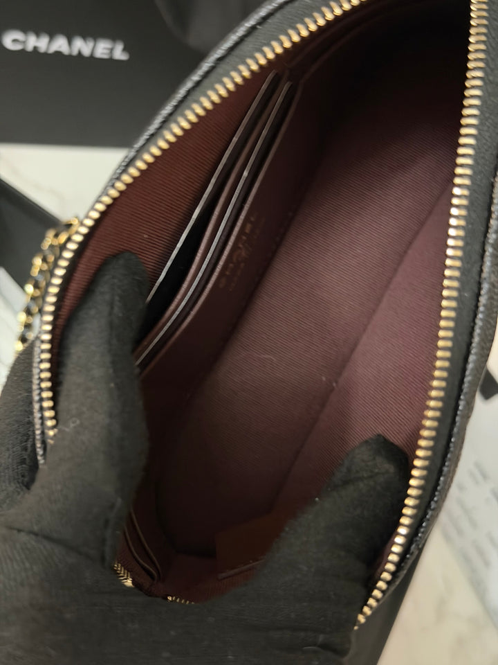CHANEL Black caviar LGHW Vanity Bag with Chain