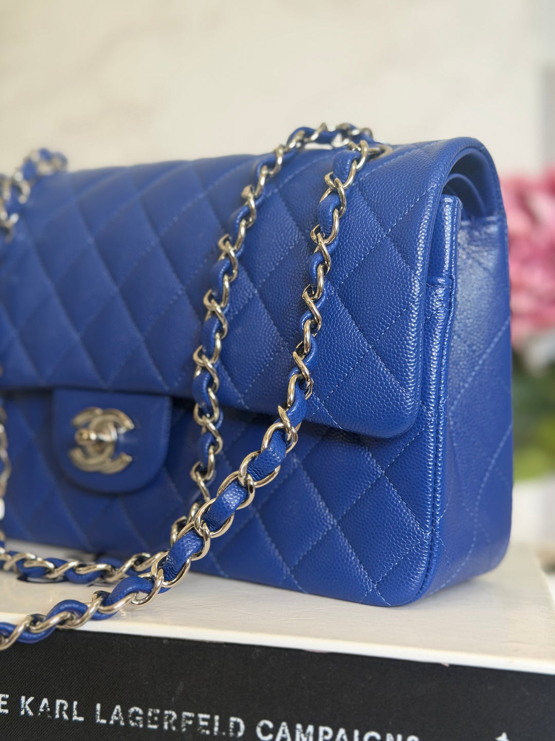 CHANEL Dark Blue Caviar SHW Medium ML Classic Timeless Double Flap Bag 21K collection 2021