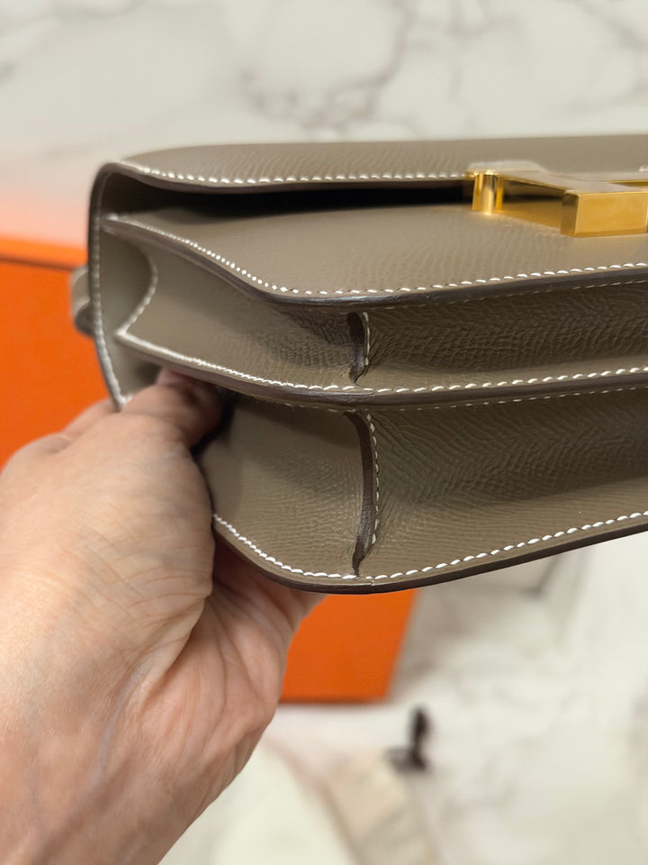 Hermes Constance 18 Etoupe Epsom Leather GHW Flap Bag Stamp D 2019