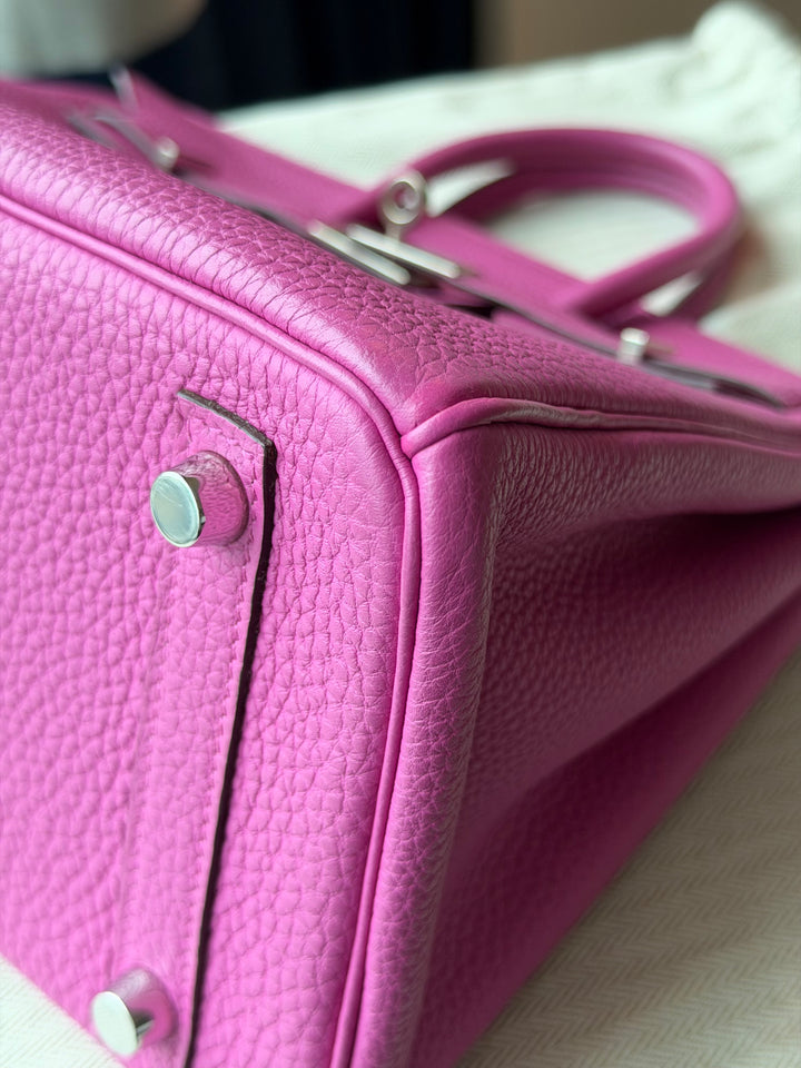 HERMÈS Rose Pourpre Togo Leather PHW Birkin 25 stamp C 2017