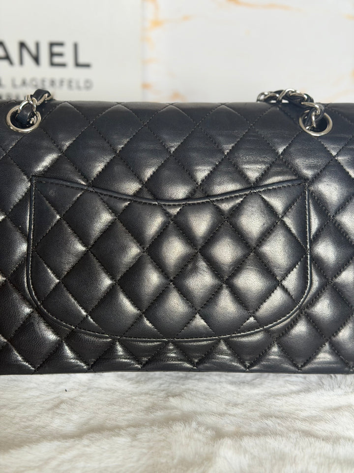 CHANEL series 12 Black Lambskin SHW Medium ML Timeless Classic Double Flap Bag 2011