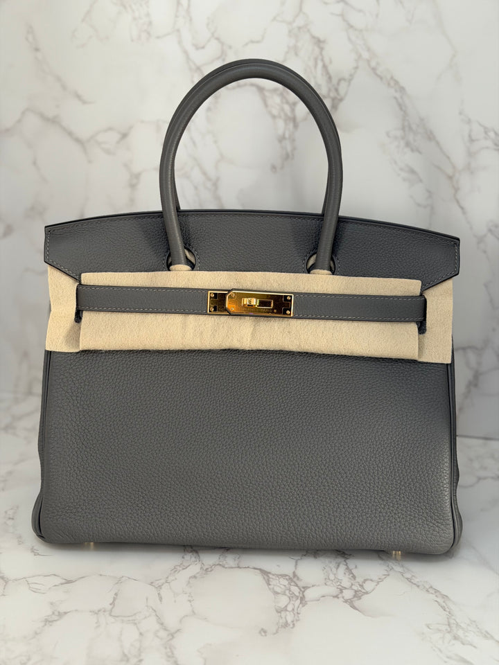 Hermes Birkin 30 Gris Meyer Togo Leather GHW Stamp U 2022