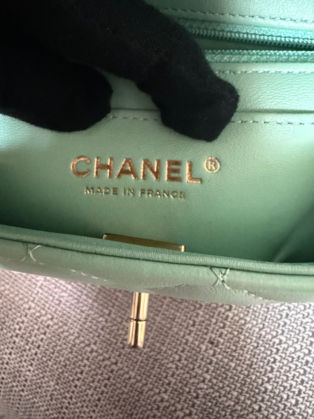 CHANEL Pastel Green Lambskin LGHW Mini Rectangular Flap Bag 2024 8 inches 20 cms