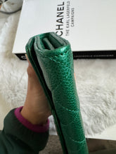 Load image into Gallery viewer, Chanel 18S Emerald Green Caviar LGHW Full size (8 inches) Sarah Flap Wallet
