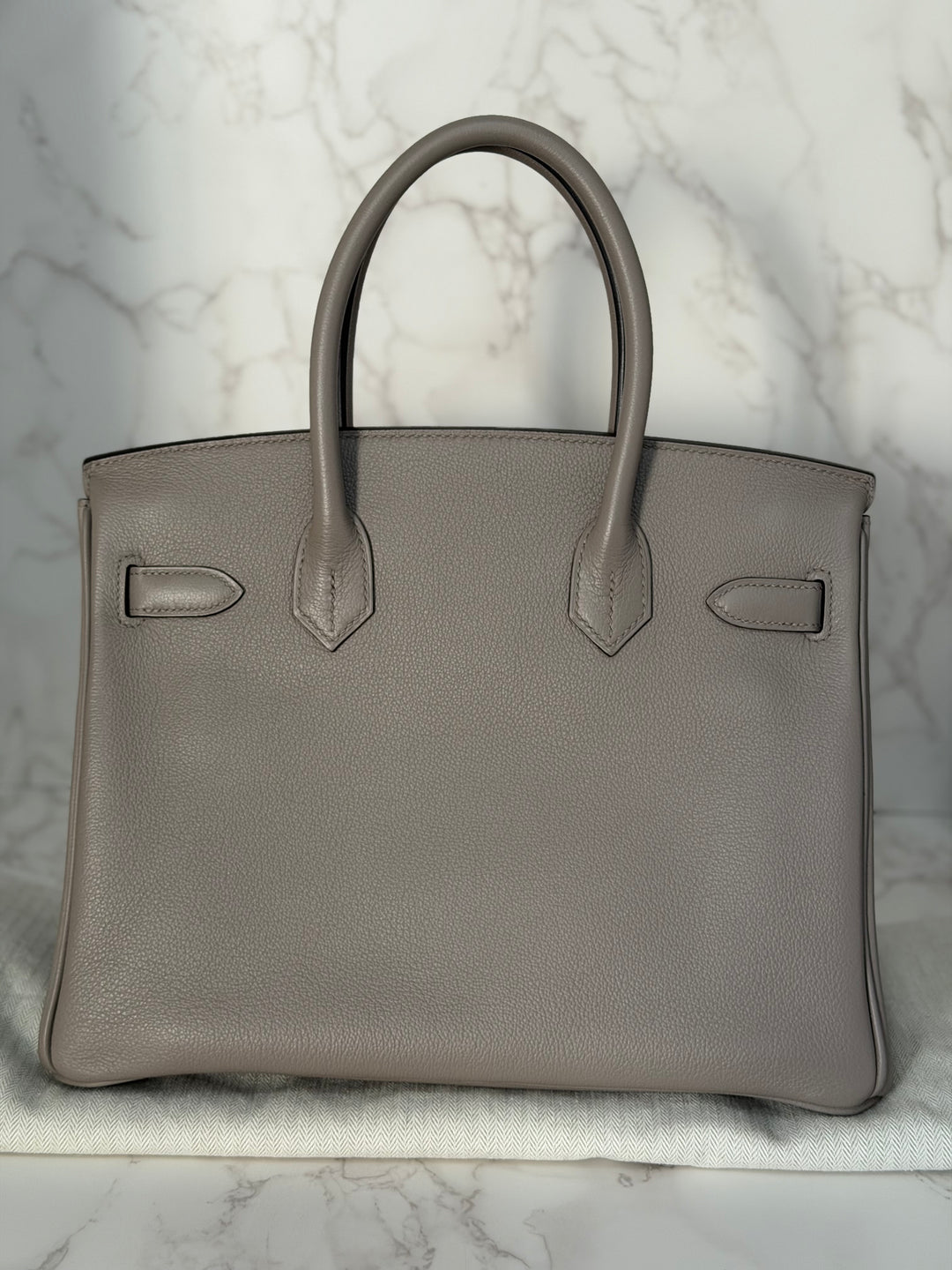 HERMES Gris Asphalt Leather Birkin 30 Bag Palladium Hardware Stamp D 2019