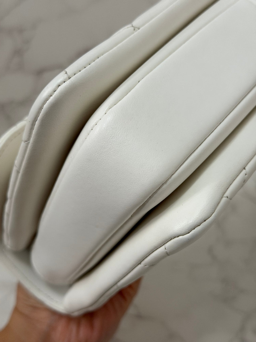 CHANEL 23S collection 2023 White Lambskin LGHW Trendy CC Flap Bag size Small with raised CHANEL Engraved Plate Top Handle