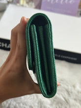 Load image into Gallery viewer, Chanel 18S Emerald Green Caviar LGHW Full size (8 inches) Sarah Flap Wallet
