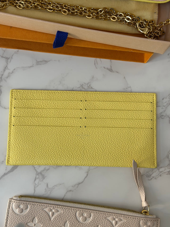 LOUIS VUITTON LV Pochette Felicie 2022 Pink/Beige/Yellow Emprinte Leather