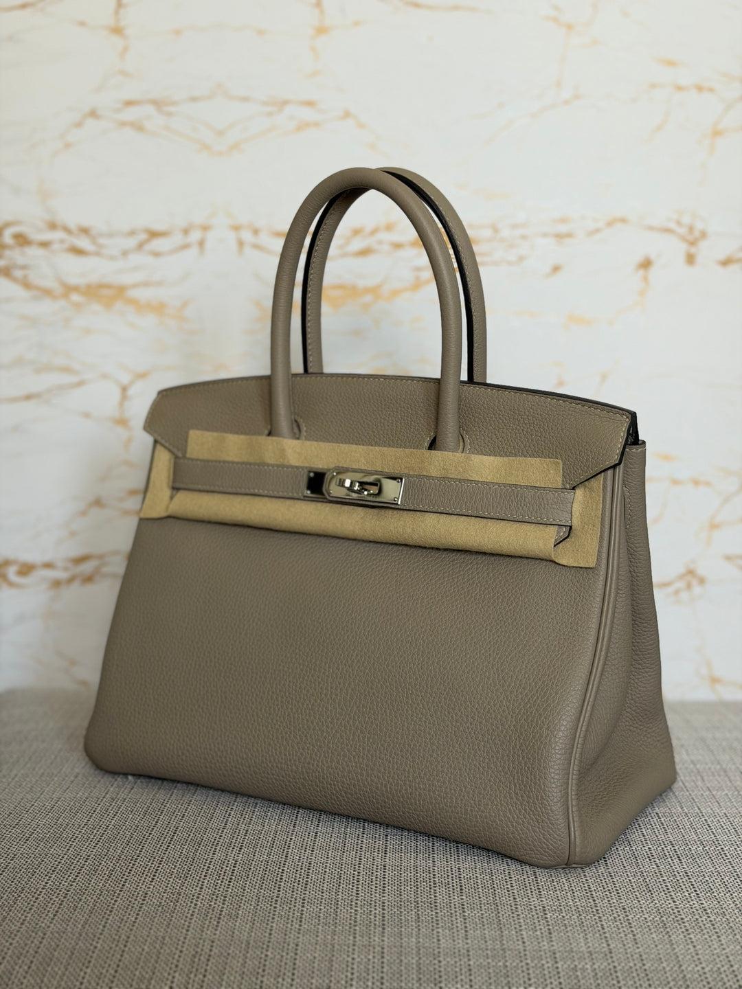 Hermès Gris Tourterelle Togo Leather PHW Birkin 30 Stamp T 2015