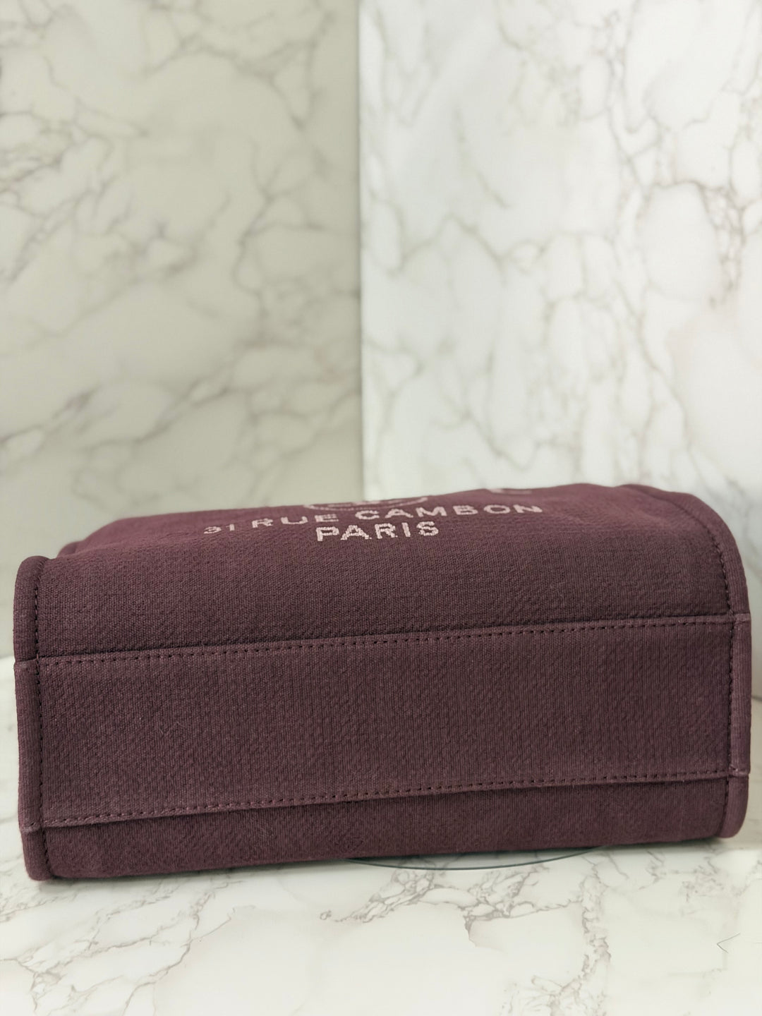 Chanel 24B Collection 2024 Burgundy Tweed Deauville Tote with Leather top handle size small and Detachable pouch