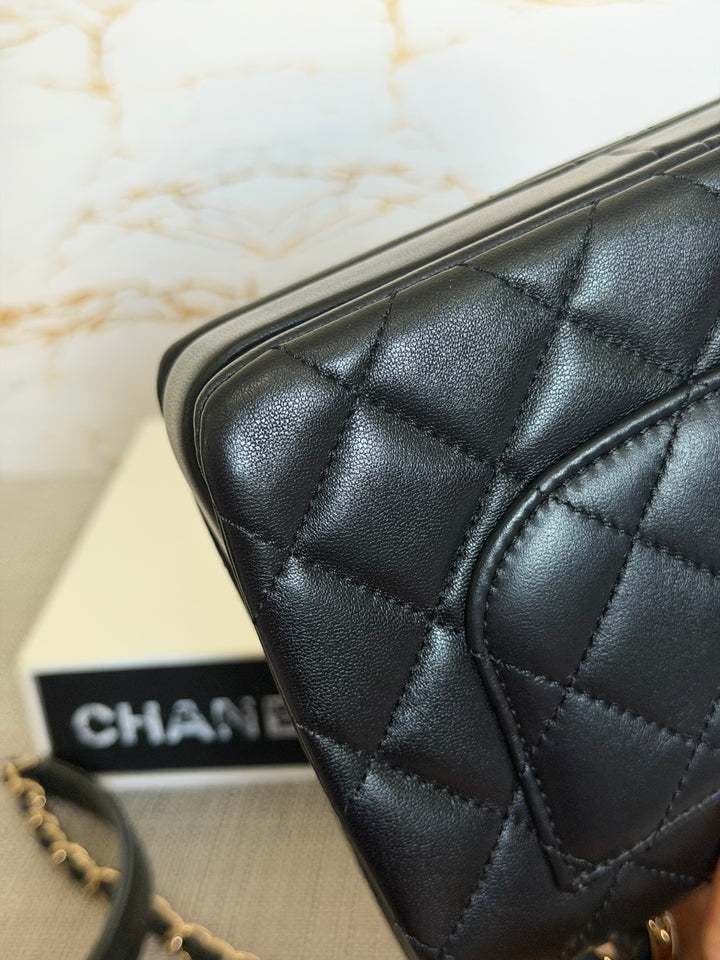 CHANEL Black Lambskin LGHW Trendy CC Flap Bag size MINI 8 inches with detachable Strap 2023/2024