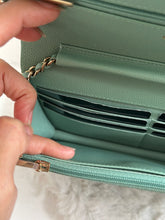 Load image into Gallery viewer, Chanel 23P Tiffany Green Caviar LGHW Classic Wallet on Chain (WOC)
