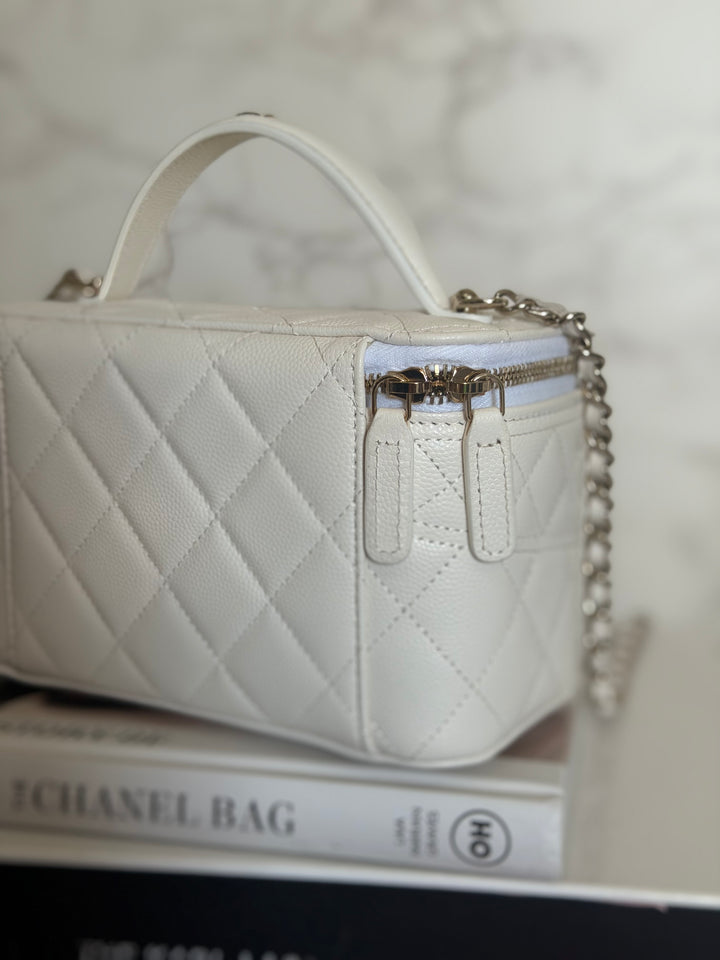 CHANEL 26C White Caviar LGHW Small Vanity with Top Handle 2026