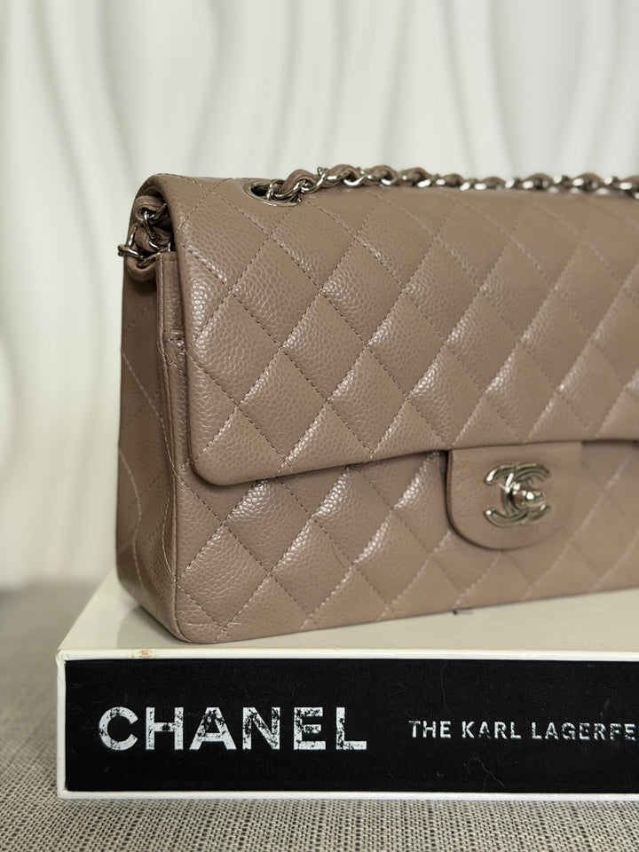 CHANEL series 20 15B Taupe Caviar SHW Medium ML Timeless Classic Double Flap Bag