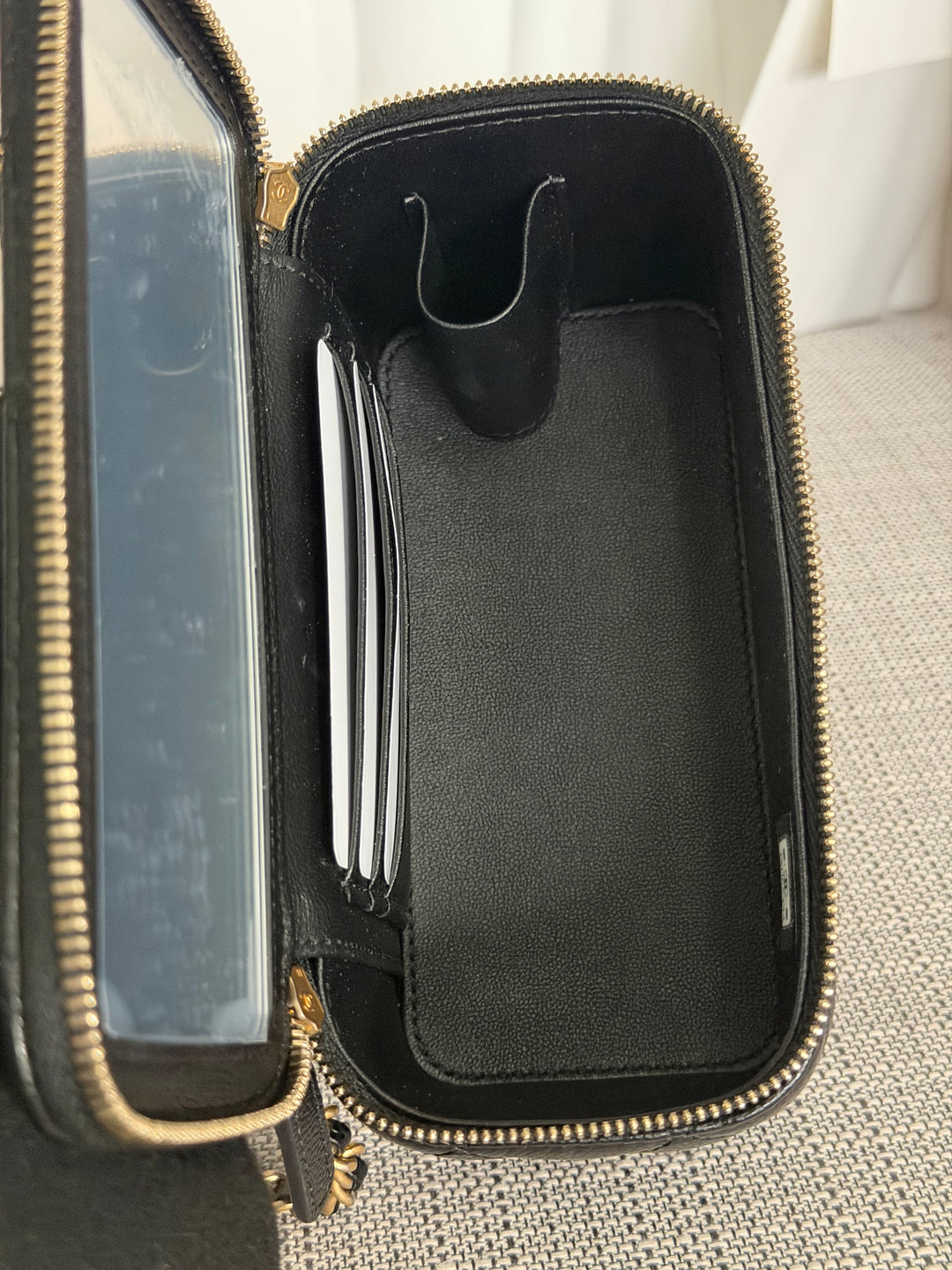 CHANEL Black Caviar Metal Top Handle Small Vanity with Chain 2025 Aged GHW