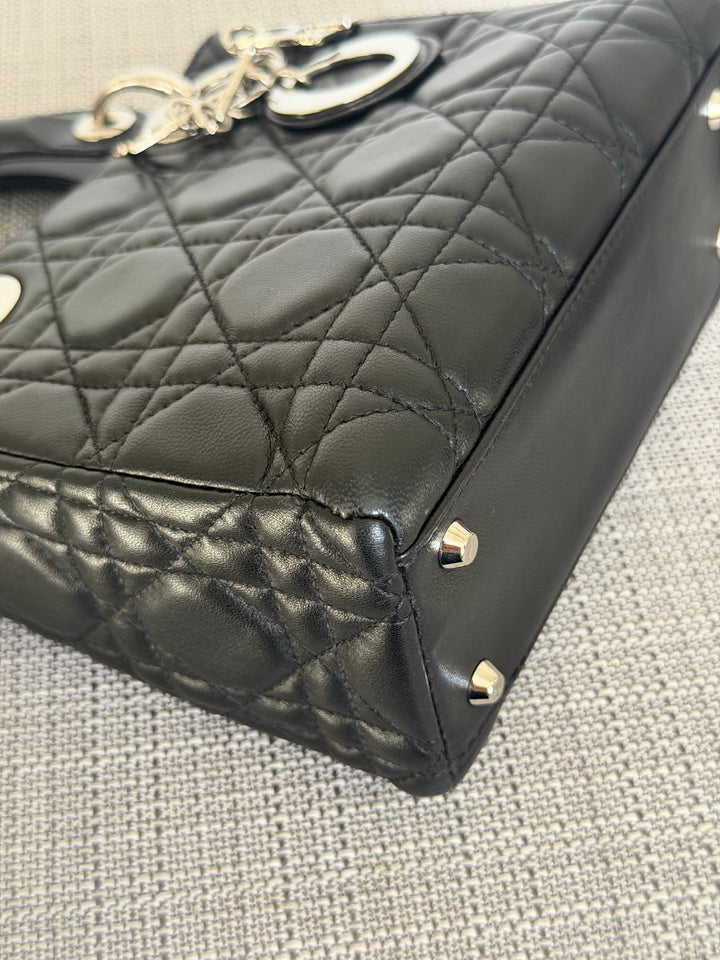 DIOR Lady Dior Mini Vintage Black Lambskin Silver hardware SHW 2006