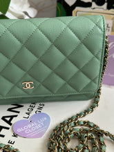 Load image into Gallery viewer, Chanel 23P Tiffany Green Caviar LGHW Classic Wallet on Chain (WOC)
