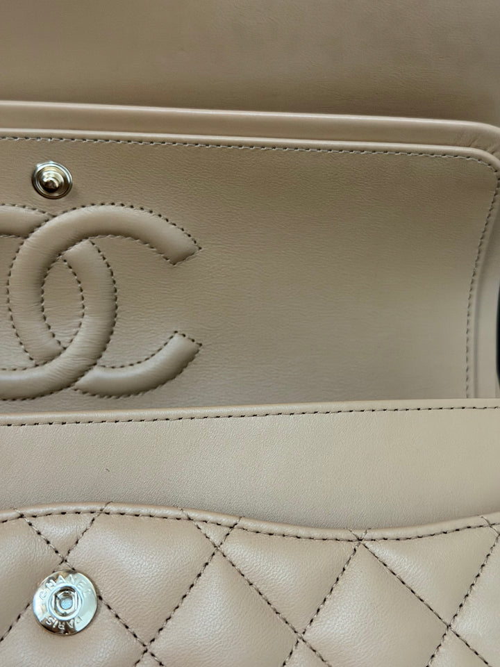 CHANEL 22K collection 2022 Dark Beige Lambskin LGHW Medium ML Timeless Classic Double Flap Bag