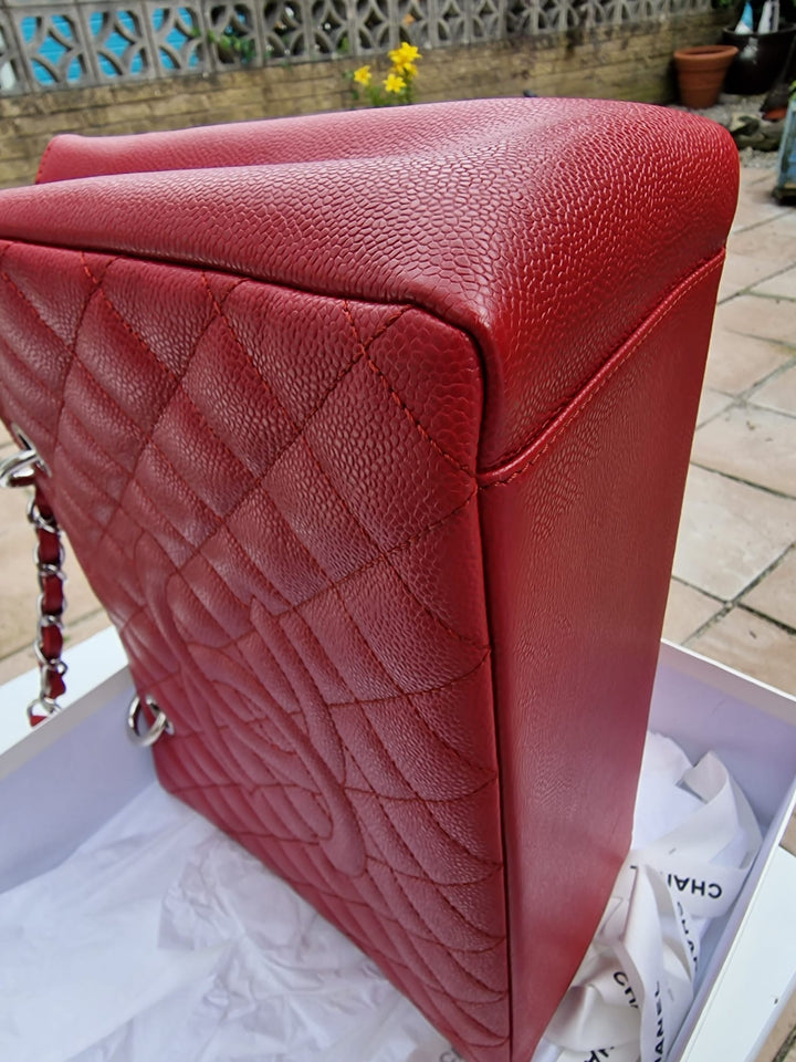Chanel series 17 2012 Red Caviar SHW Grand Shopping Tote Bag (GST)