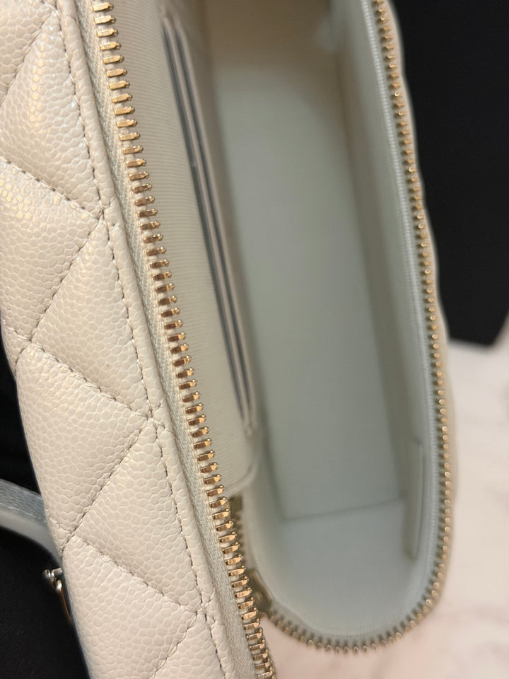 CHANEL 25B 2025 Light Grey Caviar LGHW Long Vanity Bag with Detachable Chain