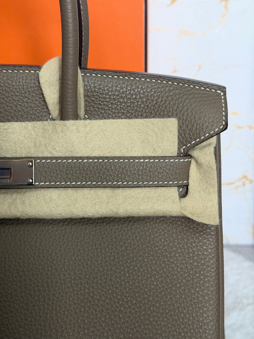Hermès Etoupe Togo Leather PHW Birkin 30 Stamp A 2017