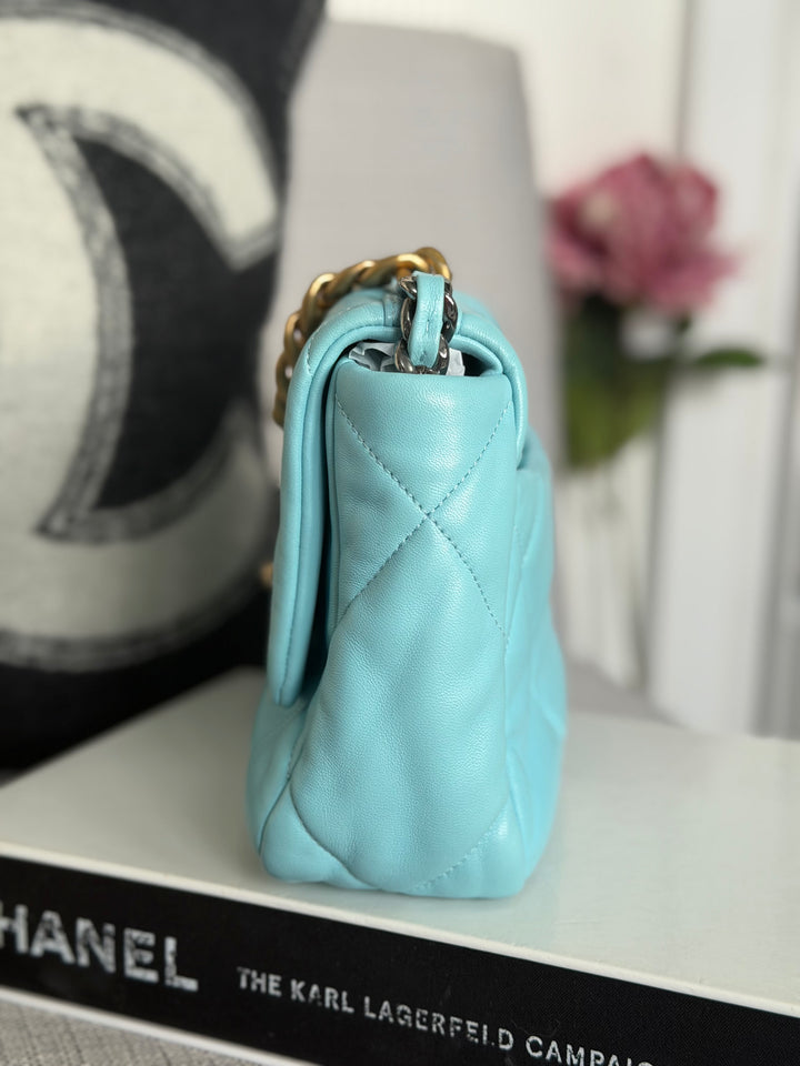CHANEL 21S series 31 Blue Lambskin 19 Flap Bag size SMALL 2021