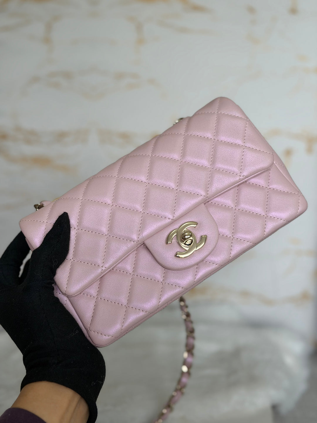 CHANEL 21S Light Pink Calf Skin LGHW Mini rectangular flap bag series 31 2021 *super rare*