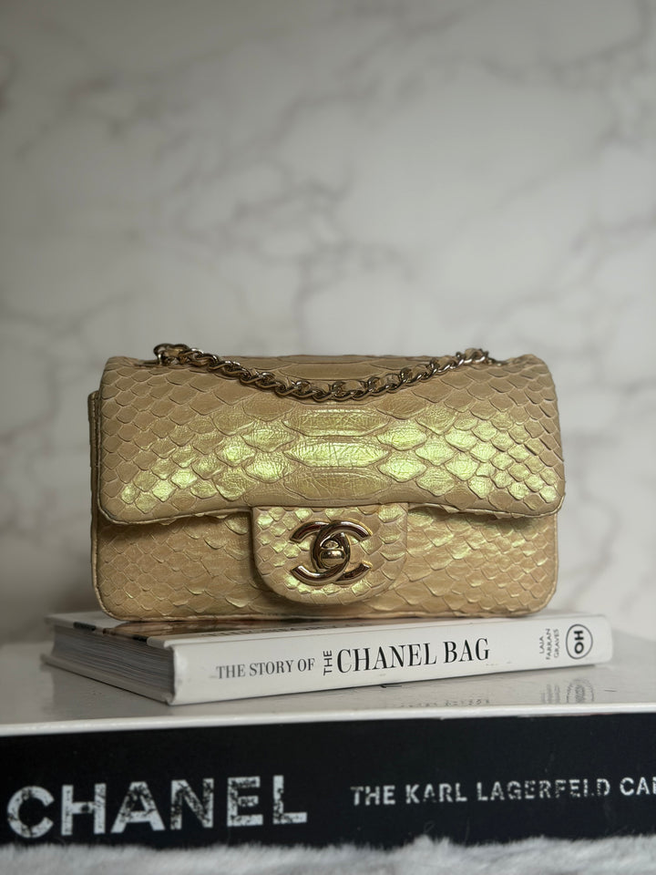 CHANEL series 20 Iridescent Ivory Llizard Exotic skin Extra Mini Rectangular Flap Bag LGHW