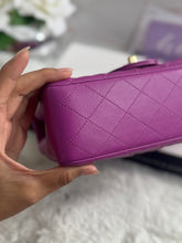 Load image into Gallery viewer, Chanel 21C 2021 Cruise Collection Purple Lambskin Champagne GHW Mini rectangular flap bag
