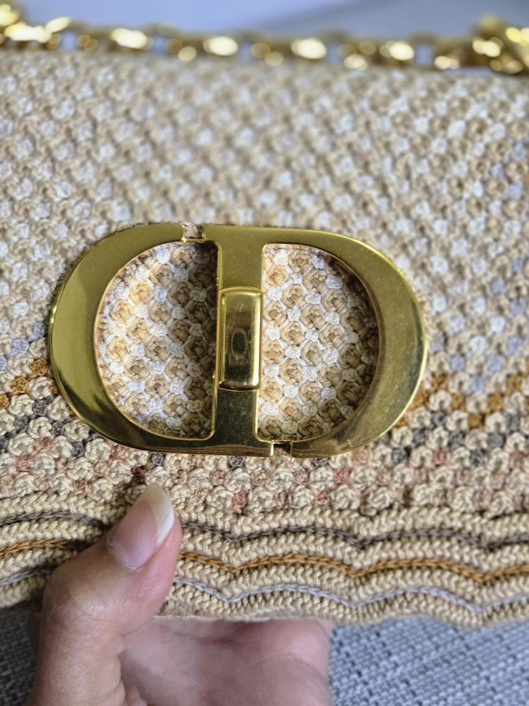 DIOR Cannage Woven Raffia and Suede in Beige GHW size SMALL
