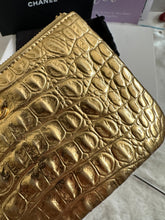 Load image into Gallery viewer, Chanel 19A Gold Calf skin Croc Embossed Mini O Case with Aged GHW
