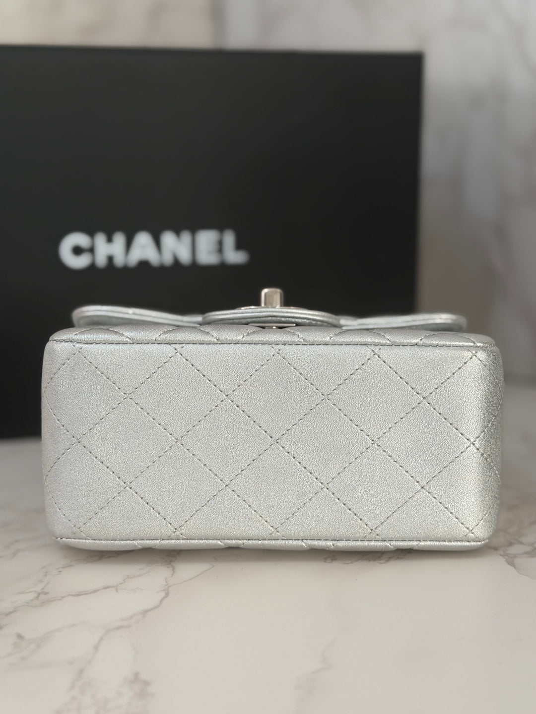 Chanel Series 31 21P Collection Iridescent Silver lambskin SHW Square Mini Flap Bag 2021