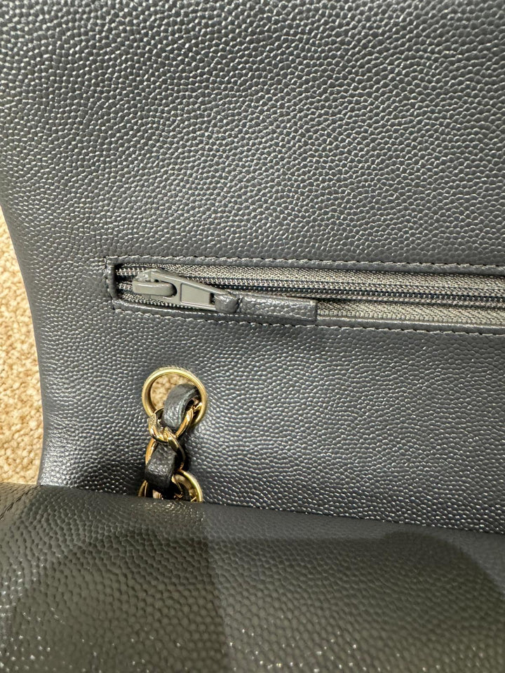 CHANEL 21B 2021 Dark Grey Caviar LGHW Medium ML Timeless Classic Double Flap Bag