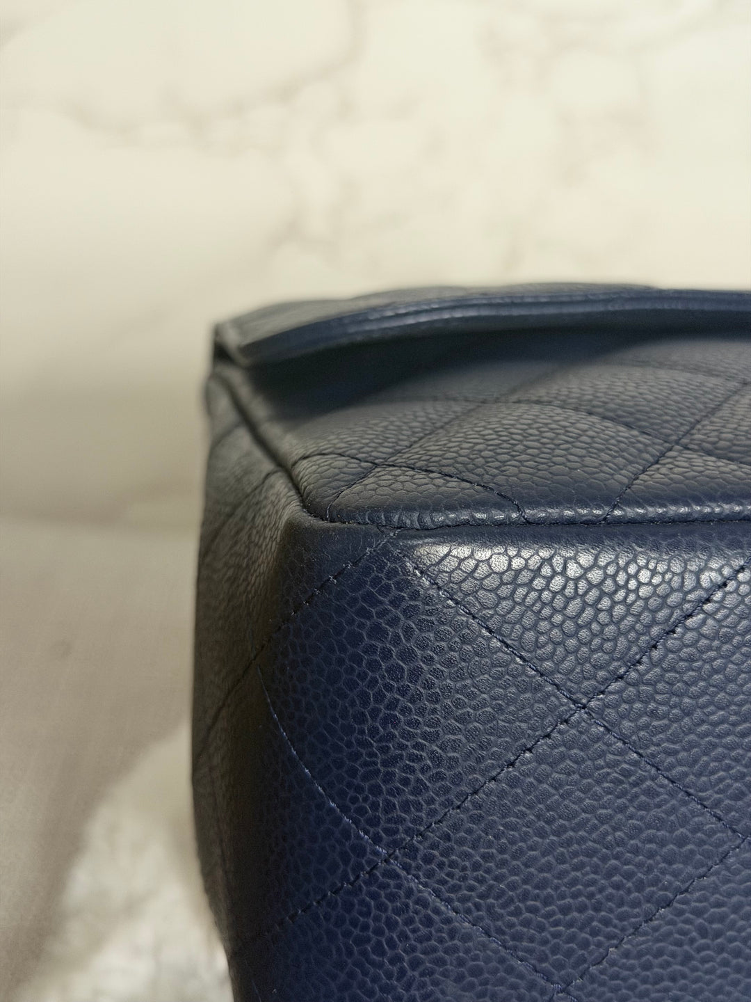 CHANEL series 13 Navy Caviar SHW Timeless Classic Jumbo Single Flap Bag 2010