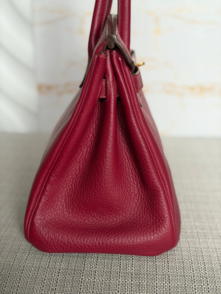 WA/Email to Purchase only- Hermes Rouge Grenat Togo Leather GHW Birkin 35 Stamp X 2016