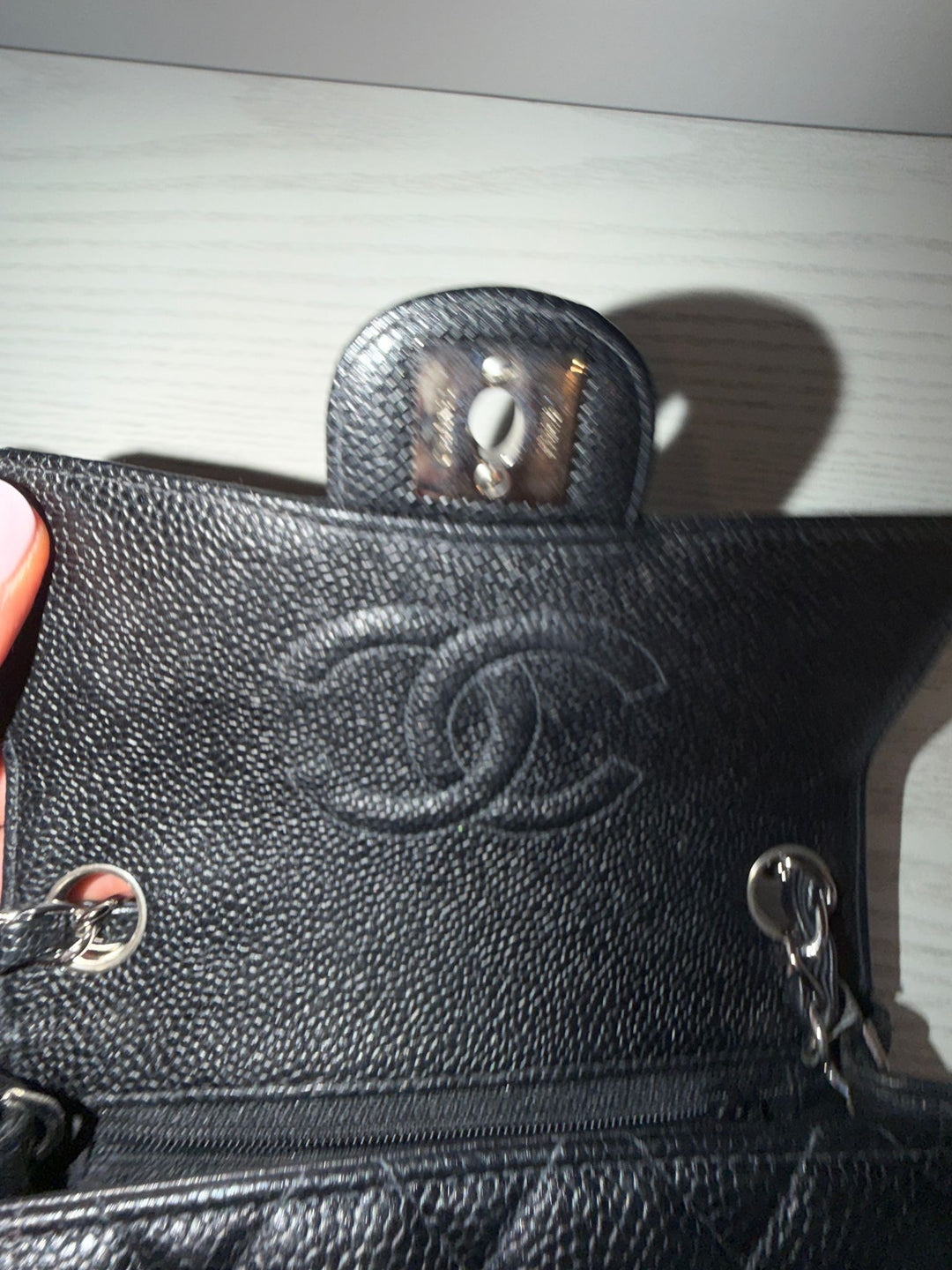 CHANEL series 9 Black Caviar SHW Vintage Mini Flap Bag