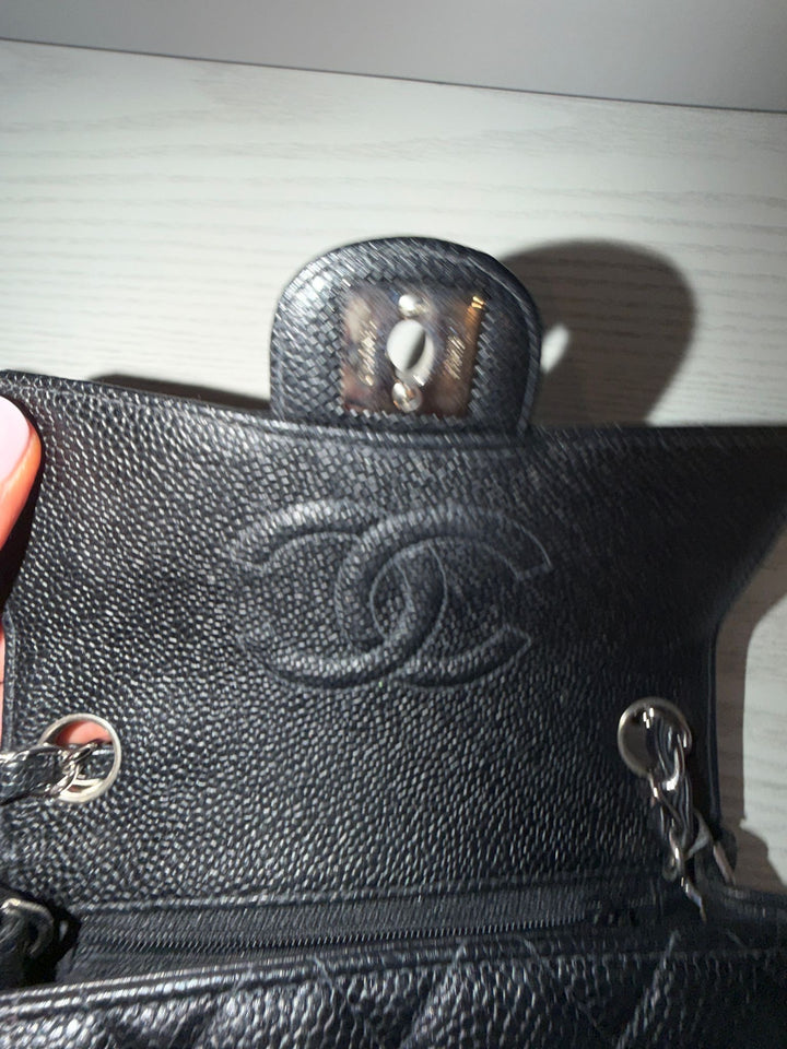 CHANEL series 9 Black Caviar SHW Vintage Mini Flap Bag