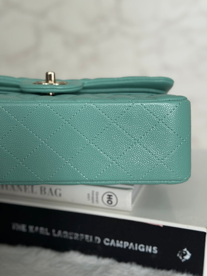 CHANEL 21S series 31 Tiffany Green/Blue Caviar LGHW Small Timeless Classic Double Flap Bag 2021 super rare