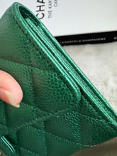 Load image into Gallery viewer, Chanel 18S Emerald Green Caviar LGHW Full size (8 inches) Sarah Flap Wallet
