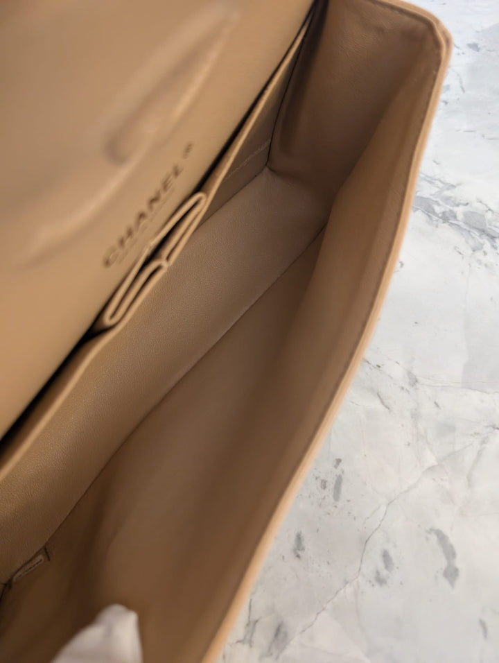 CHANEL series 28 19B collection Dark Beige Caviar LGHW Medium M/L Timeless Classic Double Flap Bag 11.12