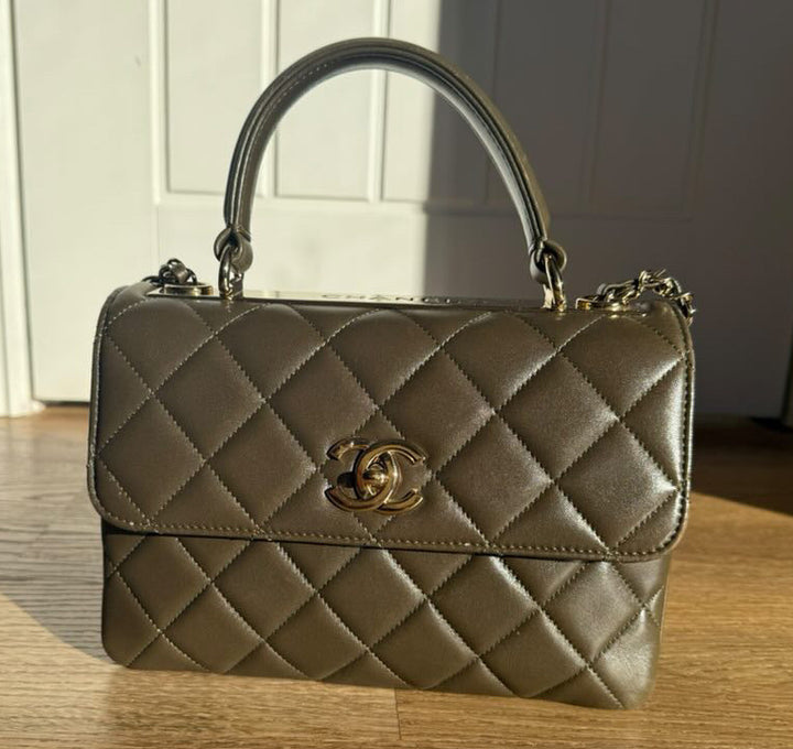 CHANEL series 23 2016 Khaki Green Lambskin LGHW Trendy CC Flap bag size Small with detachable chain