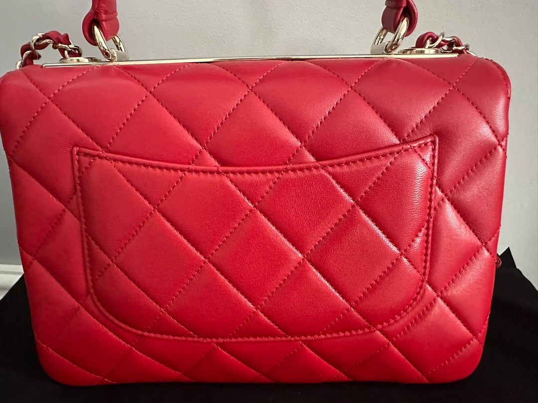 Chanel 21S Series 29 True Red Lambskin LGHW Trendy CC Flap Bag size Small