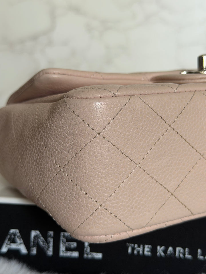 CHANEL series 18 Light Sakura Pink Caviar SHW Mini Rectangular Flap Bag 2014 14C collection