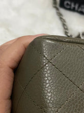 Load image into Gallery viewer, Chanel series 17 2012 Khaki Green Caviar SHW Mini Rectangular Flap Bag
