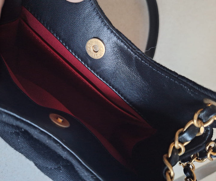 CHANEL Jersey Wavy Hobo Bag with Aged GHW Size Small