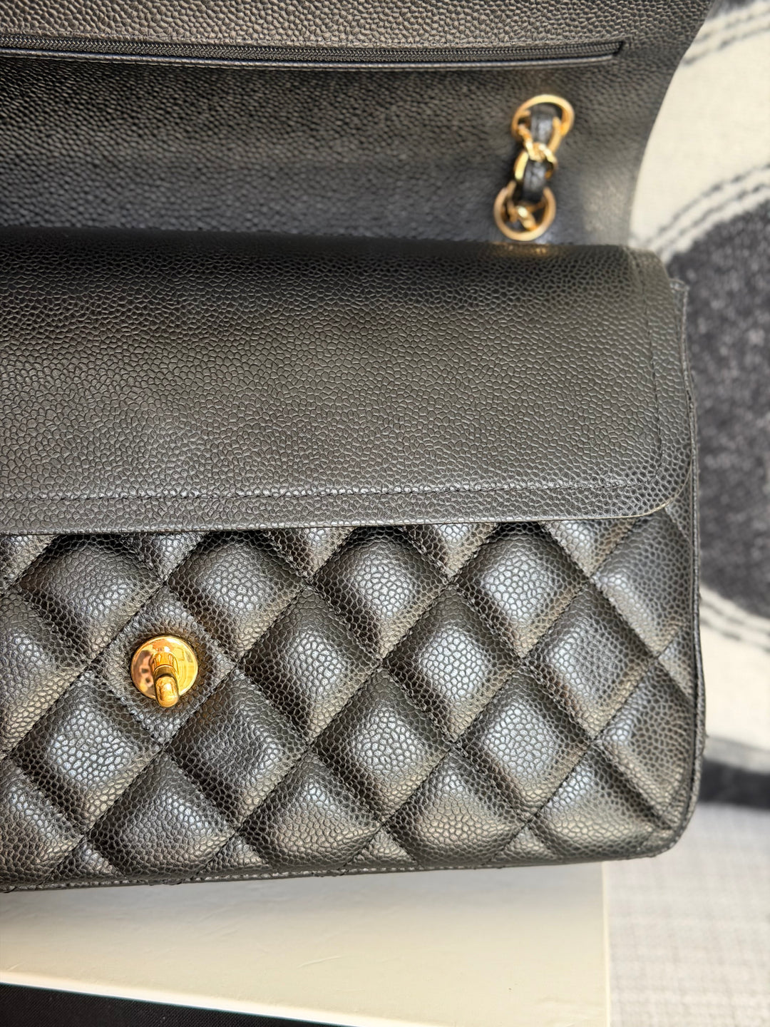 CHANEL series 15 Black Caviar GHW Jumbo Timeless Classic Double Flap Bag 2011